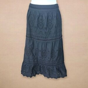 Jason‎ Wu Size Large Black Eyelet Midi Skirt